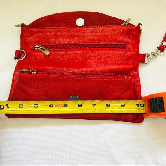 Genuine leather red crossbody/clutch bag - Picture 6 of 6